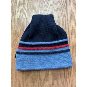 Smiley Wool Ski Cap Hat Snowboarding Snow Beanie Striped VTG Winter Gorpcore‎
